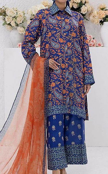 Salitex Dark Blue Lawn Suit | Pakistani Lawn Dress in USA- Image 1