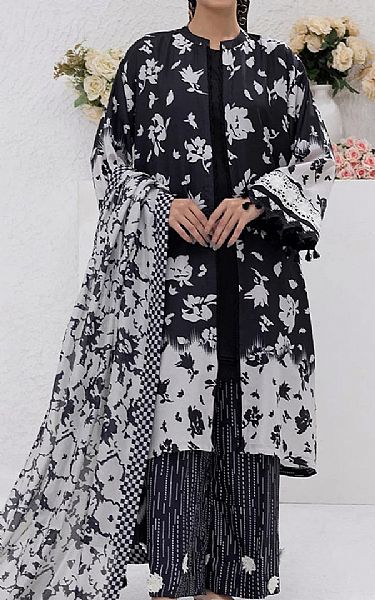 Salitex Black/Off White Lawn Suit | Pakistani Lawn Dress in USA- Image 1