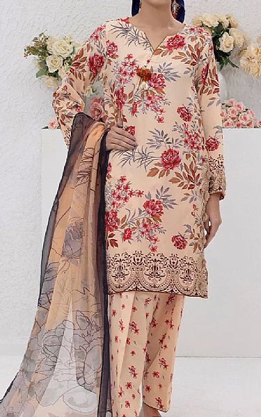 Salitex Peach Lawn Suit | Pakistani Lawn Dress in USA- Image 1