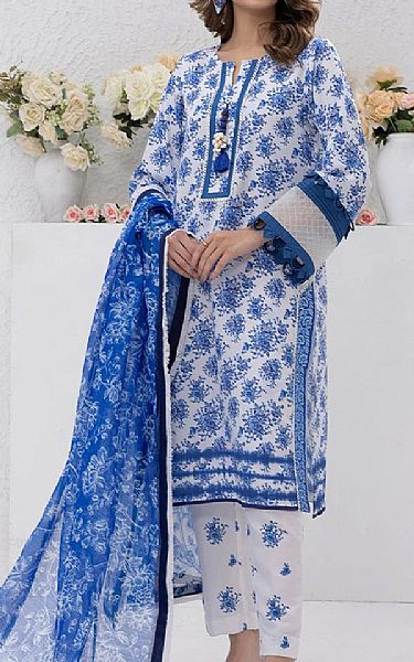 Salitex Off White/Blue Lawn Suit | Pakistani Lawn Dress in USA- Image 1