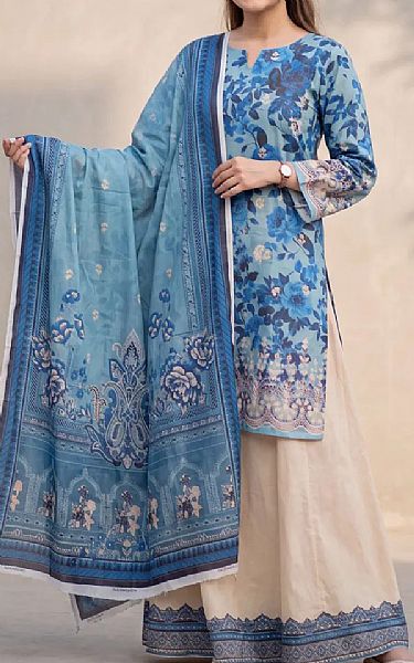 Salitex Blue/Ivory Lawn Suit | Pakistani Lawn Dress in USA- Image 1