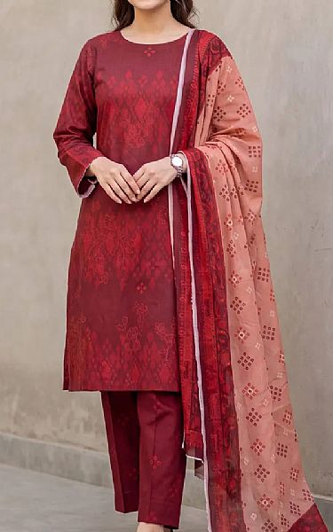 Salitex Wine Red Lawn Suit | Pakistani Lawn Dress in USA- Image 1
