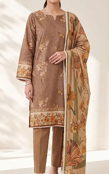 Salitex Pale Brown Lawn Suit | Pakistani Lawn Dress in USA- Image 1