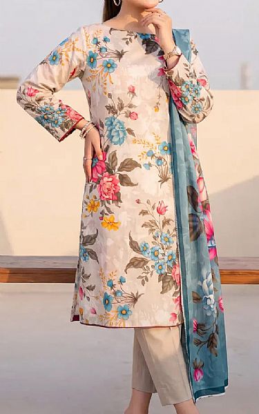 Salitex Beige Lawn Suit | Pakistani Lawn Dress in USA- Image 1