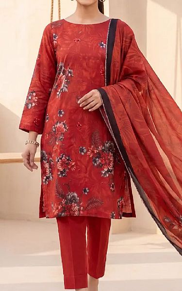 Salitex Persian Red Lawn Suit | Pakistani Lawn Dress in USA- Image 1