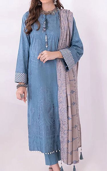 Salitex Steel Blue Lawn Suit | Pakistani Dresses in USA- Image 1