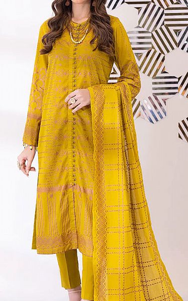 Salitex Golden Yellow Lawn Suit | Pakistani Dresses in USA- Image 1