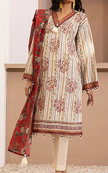 Salitex Ivory/Maroon Lawn Suit | Pakistani Lawn Dress in USA- Image 1