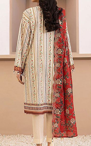 Salitex Ivory/Maroon Lawn Suit | Pakistani Lawn Dress in USA- Image 2
