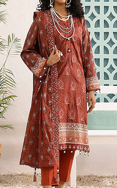 Salitex Auburn Red Lawn Suit | Pakistani Lawn Dress in USA- Image 1