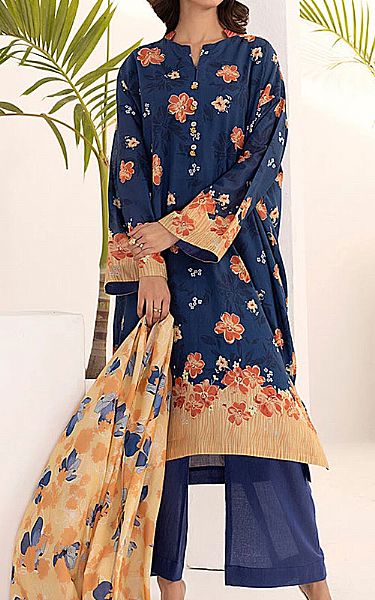 Salitex Navy Blue Lawn Suit | Pakistani Lawn Dress in USA- Image 1