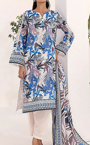 Salitex Ivory/Blue Lawn Suit | Pakistani Lawn Dress in USA- Image 1