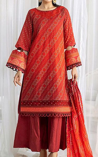 Salitex Rust Lawn Suit | Pakistani Lawn Dress in USA- Image 1