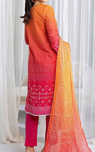 Salitex Orange/Pink Lawn Suit | Pakistani Lawn Dress in USA- Image 2