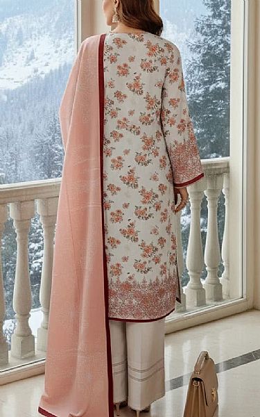 Salitex White/Peach Khaddar Suit | Pakistani Winter Dresses in USA- Image 2