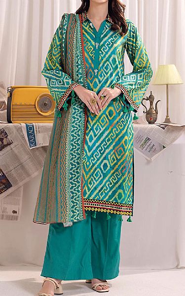 Salitex Sea Green Lawn Suit | Pakistani Lawn Dress in USA- Image 1