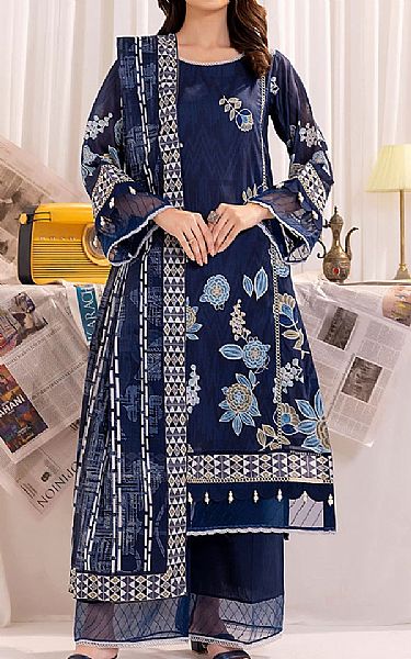 Salitex Navy Lawn Suit | Pakistani Lawn Dress in USA- Image 1