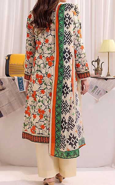 Salitex Ivory/Orange Lawn Suit | Pakistani Lawn Dress in USA- Image 2