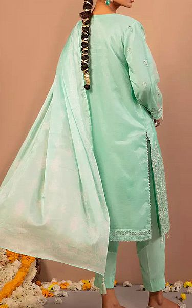 Salitex Turquoise Organza Suit | Pakistani Embroidered Chiffon Dresses USA- Image 2