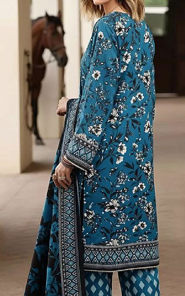 Salitex Teal Blue Khaddar Suit | Pakistani Winter Dresses in USA- Image 2