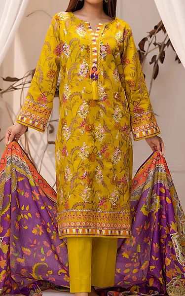 Salitex Yellow Khaddar Suit | Pakistani Winter Dresses in USA- Image 1