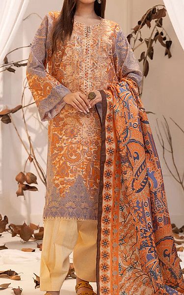 Salitex Peach Khaddar Suit | Pakistani Winter Dresses in USA- Image 1