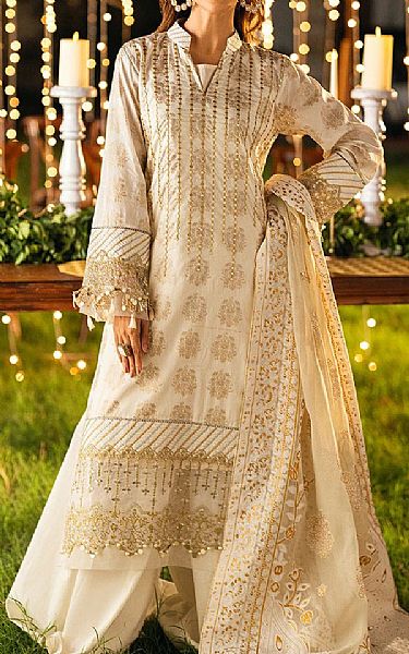 Salitex Ivory Lawn Suit | Pakistani Lawn Dress in USA- Image 1