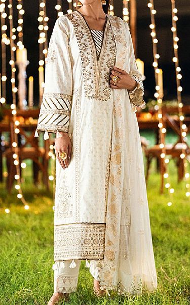Salitex Cream Lawn Suit | Pakistani Lawn Dress in USA- Image 1