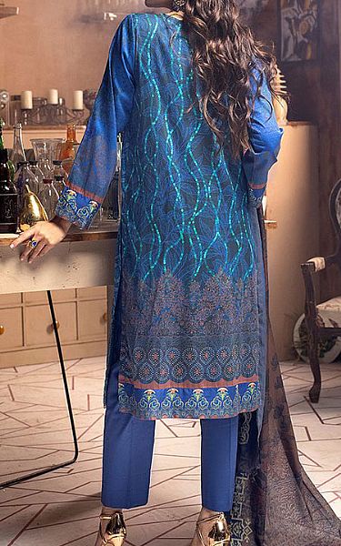 Salitex Denim Blue Cotton Suit | Pakistani Dresses in USA- Image 2