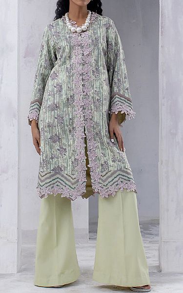 Salitex Grey/Green Lawn Kurti | Pakistani Lawn Suits- Image 1