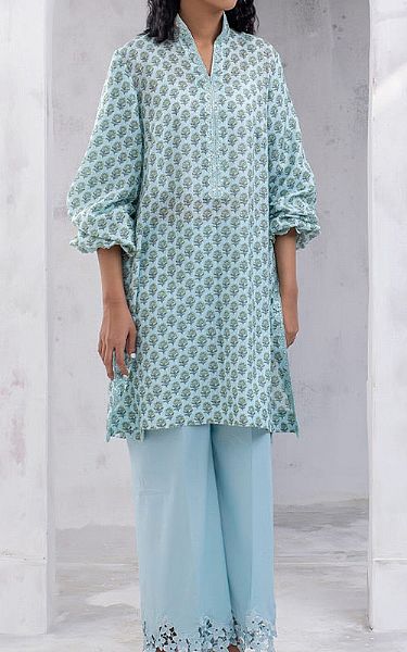 Salitex Light Turquoise Lawn Kurti | Pakistani Lawn Suits- Image 1