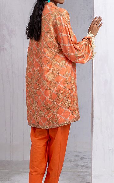 Salitex Bright Orange Lawn Kurti | Pakistani Lawn Suits- Image 2