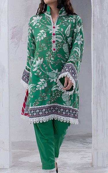 Salitex White/Green Lawn Kurti | Pakistani Lawn Suits- Image 1