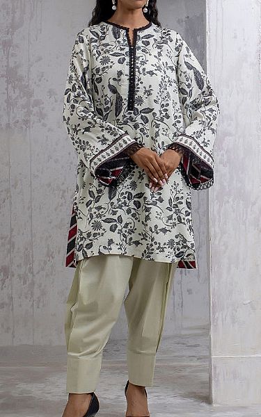 Salitex Off-white Lawn Kurti | Pakistani Lawn Suits- Image 1