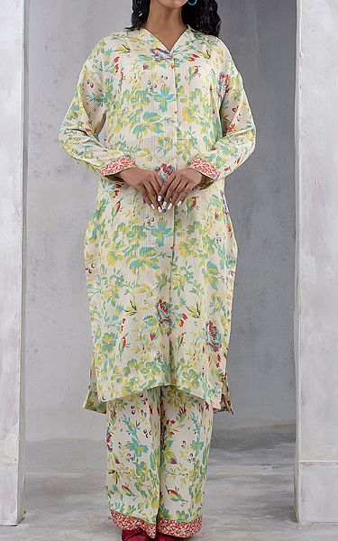 Salitex Off-white/Mint Lawn Suit (2 Pcs) | Pakistani Lawn Suits- Image 1