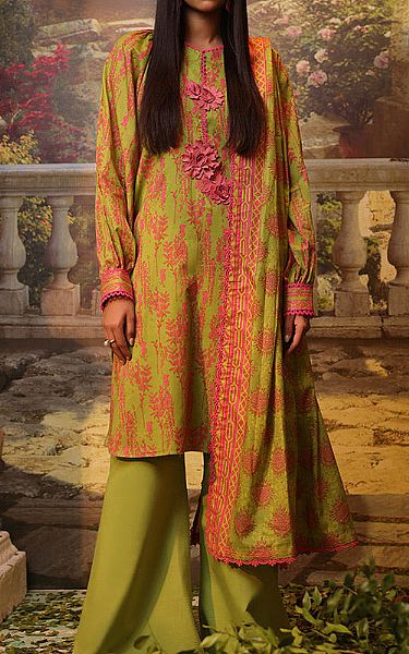 Salitex Parrot Green Lawn Suit | Pakistani Lawn Suits- Image 1