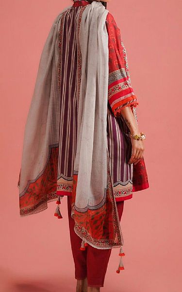 Sana Safinaz Red Lawn Suit (2 Pcs) | Pakistani Lawn Suits- Image 2