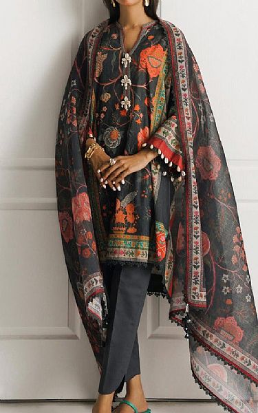 Sana Safinaz Black Lawn Suit (2 Pcs) | Pakistani Lawn Suits- Image 1