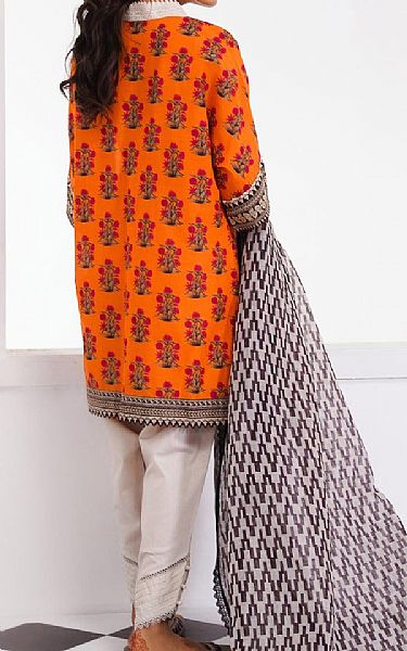 Sana Safinaz Safety Orange Lawn Suit (2 Pcs) | Pakistani Lawn Suits- Image 2