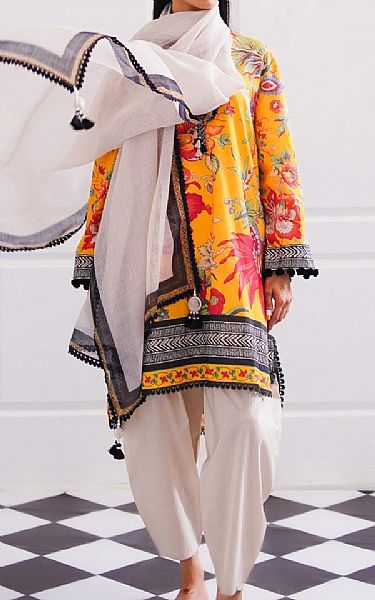 Sana Safinaz Mustard Lawn Suit (2 Pcs) | Pakistani Lawn Suits- Image 1