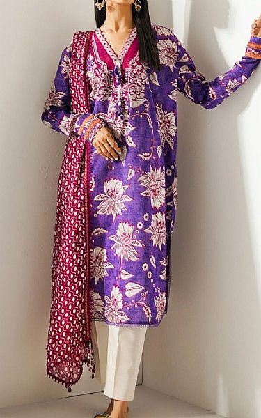 Sana Safinaz Dark Purple Lawn Suit (2 Pcs) | Pakistani Lawn Suits- Image 1