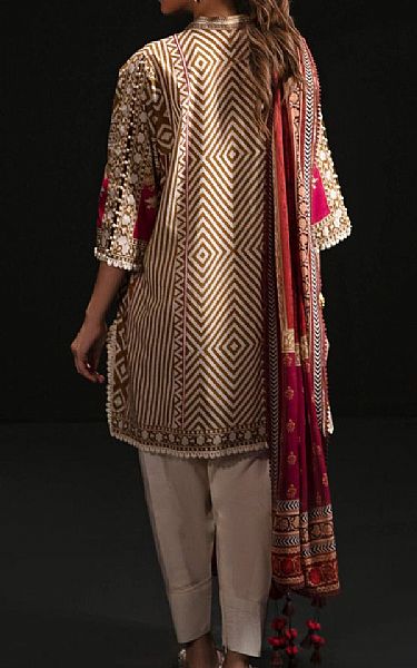 Sana Safinaz White/Brown Lawn Suit (2 Pcs) | Pakistani Lawn Suits- Image 2