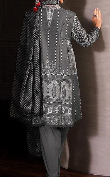 Sana Safinaz Slate Grey Slub Suit (2 Pcs) | Pakistani Winter Dresses- Image 2