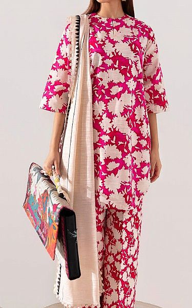 Sana Safinaz Magenta Slub Suit | Pakistani Winter Dresses- Image 1