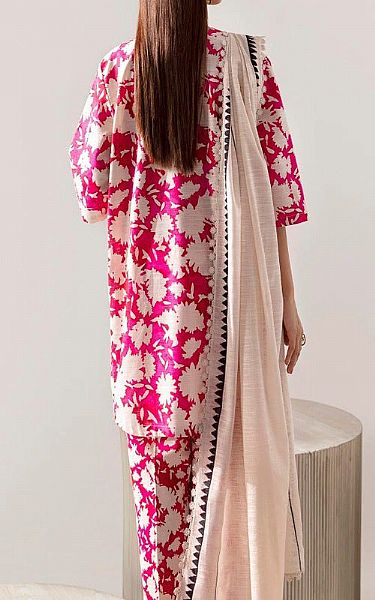 Sana Safinaz Magenta Slub Suit | Pakistani Winter Dresses- Image 2
