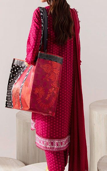 Sana Safinaz Crimson Slub Suit | Pakistani Winter Dresses- Image 2