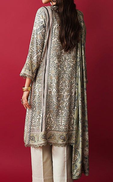 Sana Safinaz Off-white Linen Suit (2 Pcs) | Pakistani Winter Dresses- Image 2