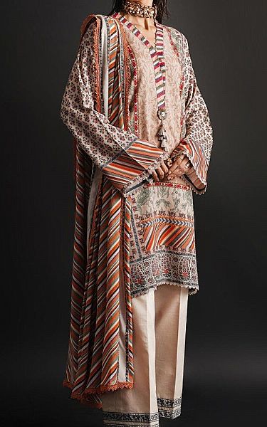 Sana Safinaz Ivory Linen Suit (2 Pcs) | Pakistani Winter Dresses- Image 1