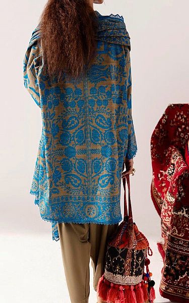 Sana Safinaz Turquoise Slub Suit (2 Pcs) | Pakistani Winter Dresses- Image 2