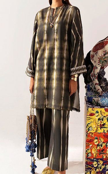 Sana Safinaz Dark Grey Linen Suit (2 Pcs) | Pakistani Winter Dresses- Image 1
